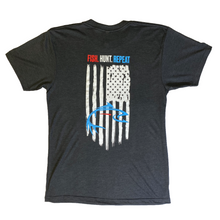 Load image into Gallery viewer, FHR T-SHIRT with the American Flag and Logo on Back